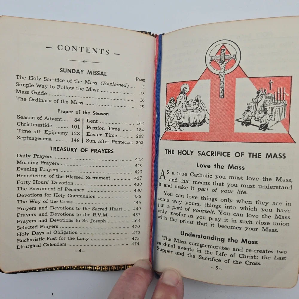 Vintage 1953 Saint Joseph Sunday Missal Large Type Latin English Leather Book